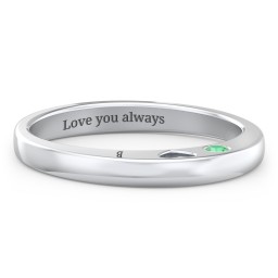 Peekaboo Birthstone Ring with Heart Cut Out in 925 Sterling Silver with Ruby and Emerald