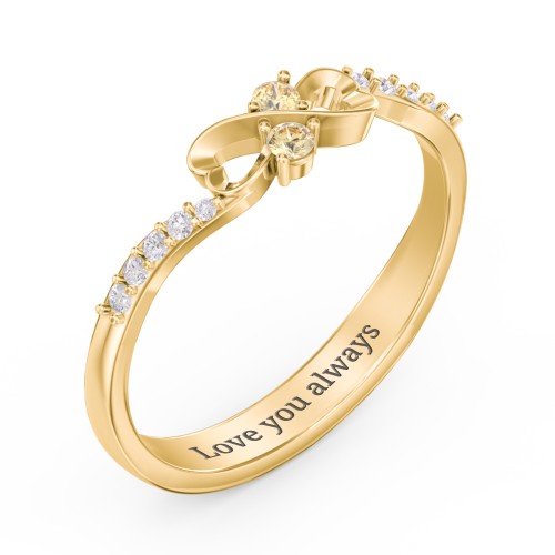 Infinity Heart Ring with Accents – 18K Gold Plated Silver with Citrine and White Premium Zirconia