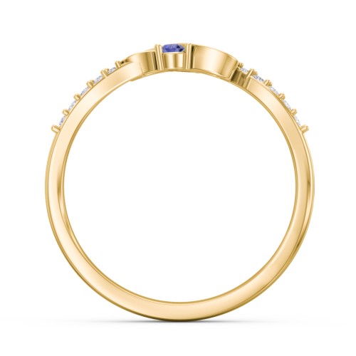 Infinity Heart Ring with Accents – 18K Gold Plated Silver with Blue Sapphire and White Premium Zirconia