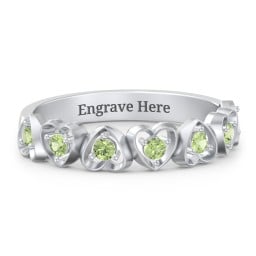 Multi-Heart Ring with Birthstones