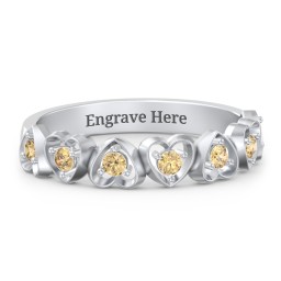 Multi-Heart Ring with Birthstones