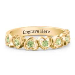 Multi-Heart Ring with Birthstones
