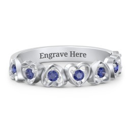 Multi-Heart Ring with Birthstones