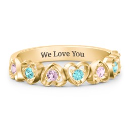 Multi-Heart Ring with Birthstones