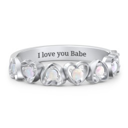 Multi-Heart Ring with Birthstones