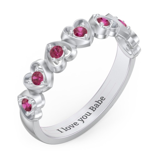 Multi-Heart Ring with Birthstones
