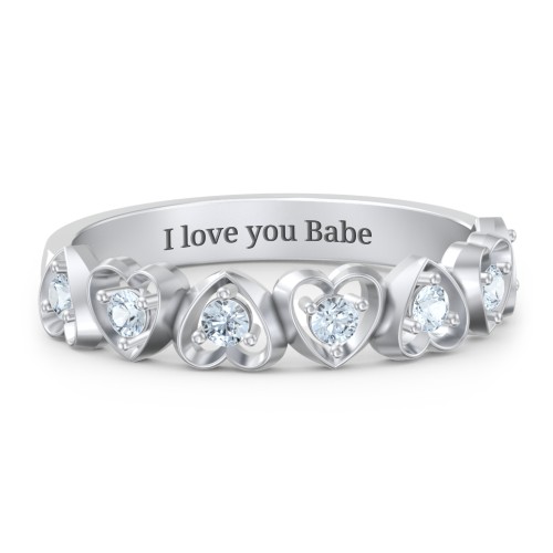 Multi-Heart Ring with Birthstones