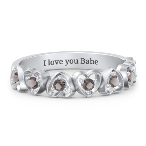 Multi-Heart Ring with Birthstones