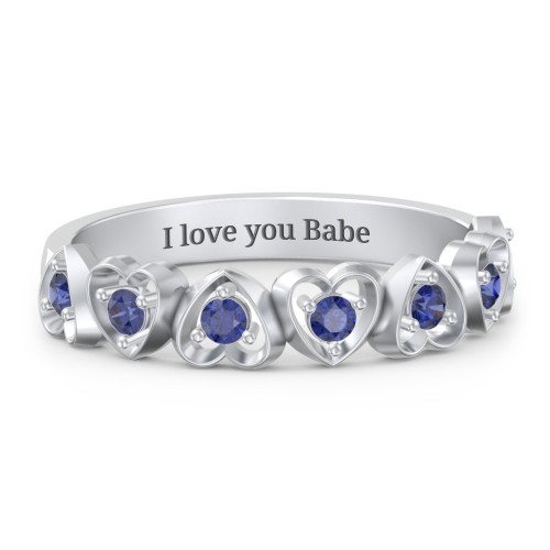 Multi-Heart Ring with Birthstones