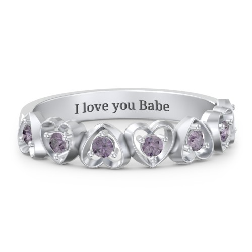 Multi-Heart Ring with Birthstones