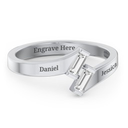 Engravable Slanted Baguette Ring