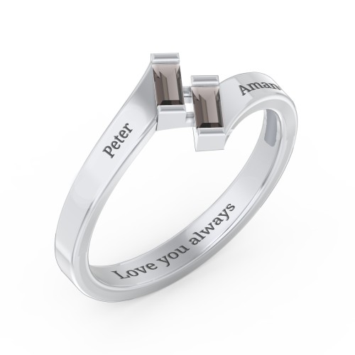 Engravable Slanted Baguette Ring