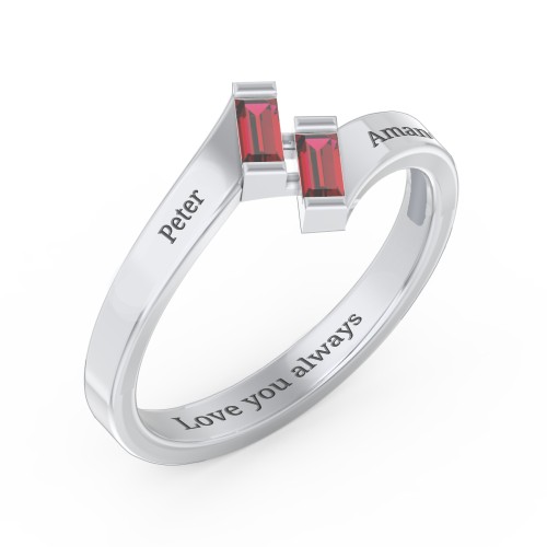 Engravable Slanted Baguette Ring