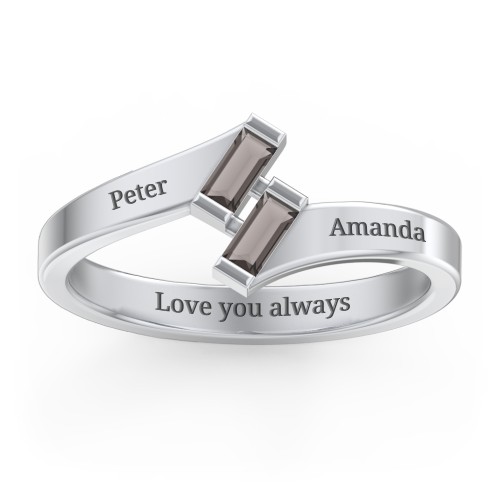 Engravable Slanted Baguette Ring