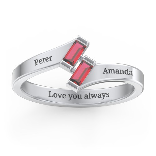 Engravable Slanted Baguette Ring