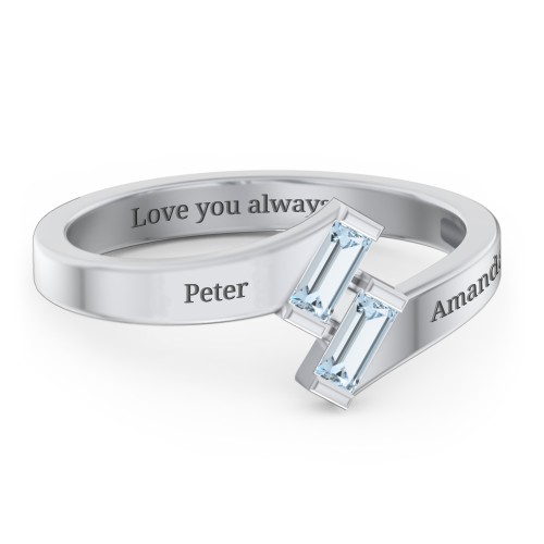 Engravable Slanted Baguette Ring