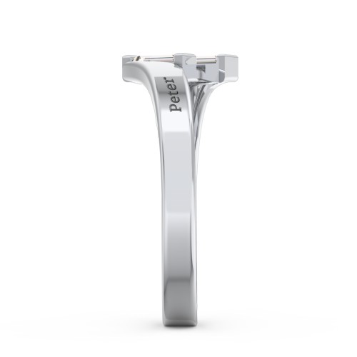 Engravable Slanted Baguette Ring – Sterling Silver with Cubic Zirconia