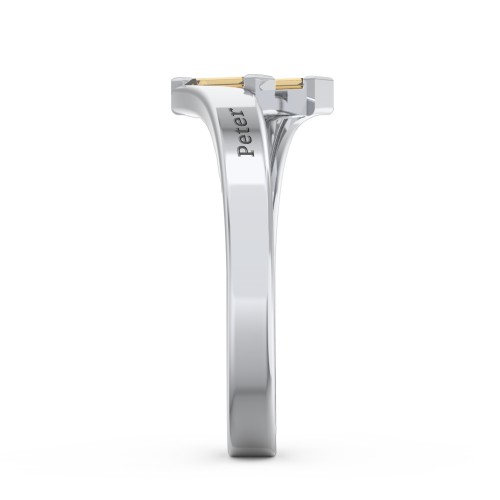 Engravable Slanted Baguette Ring – Sterling Silver with Citrine