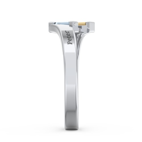 Engravable Slanted Baguette Ring – Sterling Silver with Citrine and Blue Topaz