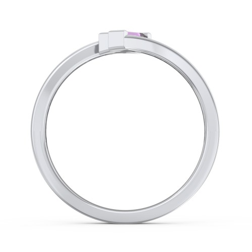 Engravable Slanted Baguette Ring – Sterling Silver with Amethyst