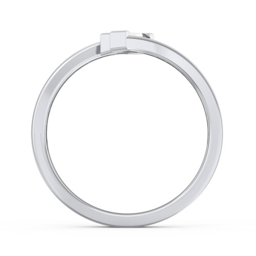 Engravable Slanted Baguette Ring – Sterling Silver with Cubic Zirconia
