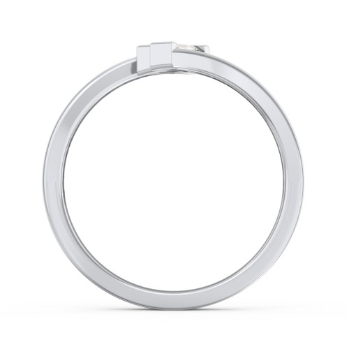Engravable Slanted Baguette Ring – Sterling Silver with Diamond
