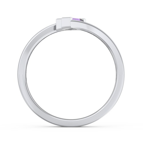 Engravable Slanted Baguette Ring – Sterling Silver with Amethyst