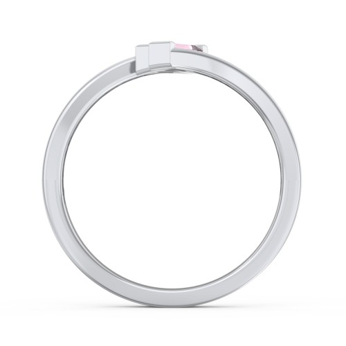Engravable Slanted Baguette Ring – Sterling Silver with Pink Tourmaline