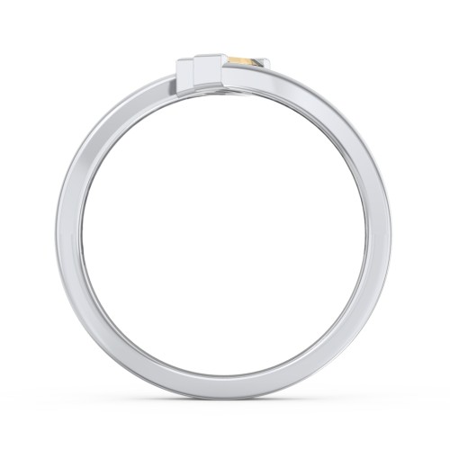Engravable Slanted Baguette Ring – Sterling Silver with Citrine