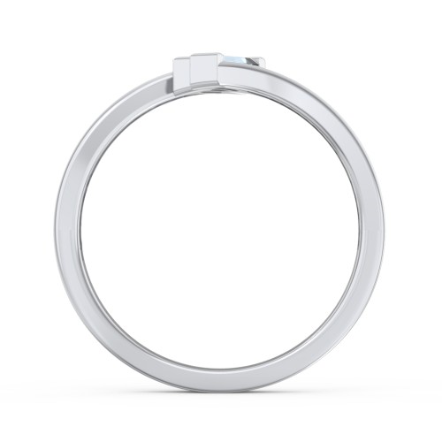 Engravable Slanted Baguette Ring – Sterling Silver with Citrine and Blue Topaz