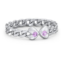 Curb Link Chain Heart Ring