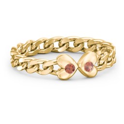 Curb Link Chain Heart Ring in 18K Gold Plated Silver