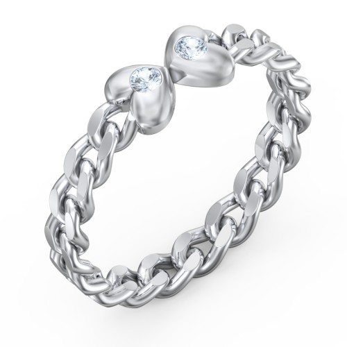 Curb Link Chain Heart Ring