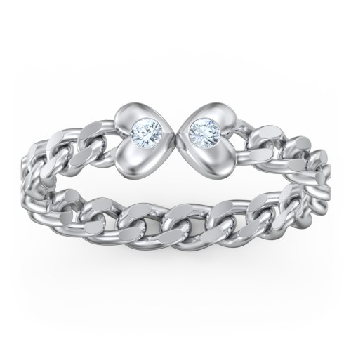 Curb Link Chain Heart Ring