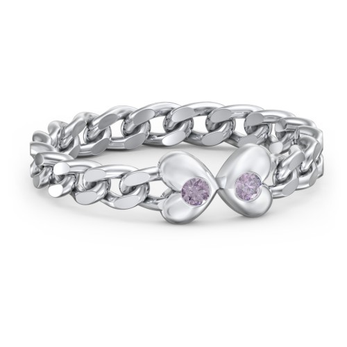 Curb Link Chain Heart Ring