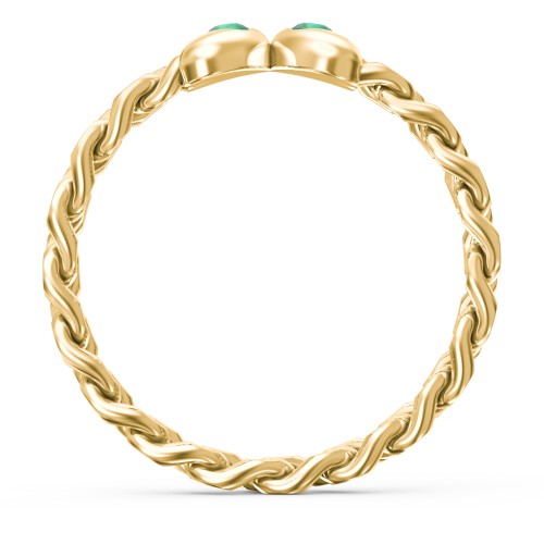 Curb Link Chain Heart Ring – 18K Gold Plated Silver with Emerald