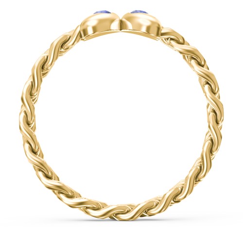 Curb Link Chain Heart Ring – 18K Gold Plated Silver with Blue Sapphire
