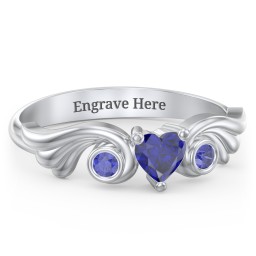 Angel Wing Ring with Heart Shaped Gemstone