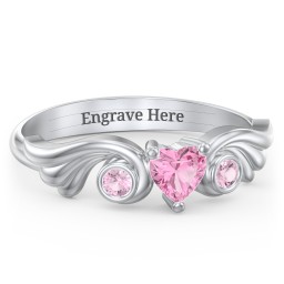 Angel Wing Ring with Heart Shaped Gemstone