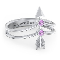 Cupid's Arrow Ring in 925 Sterling Silver with Amethyst