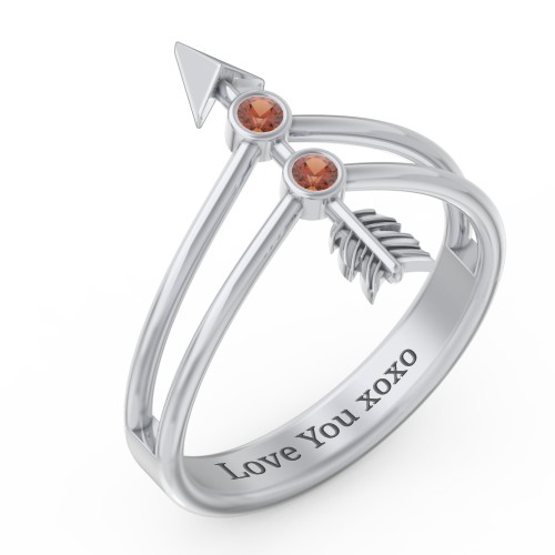 Cupid's Arrow Ring – Sterling Silver with Garnet