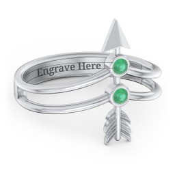 Cupid's Arrow Ring in 925 Sterling Silver with Emerald