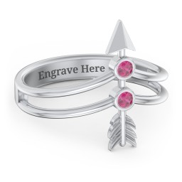 Cupid's Arrow Ring in 925 Sterling Silver with Ruby