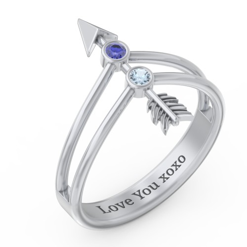 Cupid's Arrow Ring – Sterling Silver with Blue Sapphire and Blue Topaz