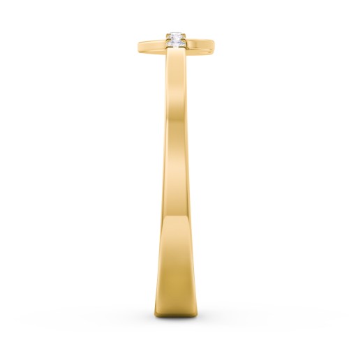 Solid Heart Ring with Accented Band – 10K Yellow Gold with White Premium Zirconia