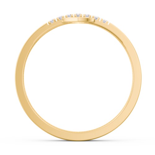 Solid Heart Ring with Accented Band – 10K Yellow Gold with White Premium Zirconia