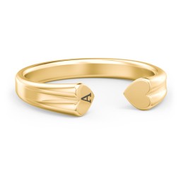 Engravable Open Cuff Heart Ring in 18K Gold Plated Silver