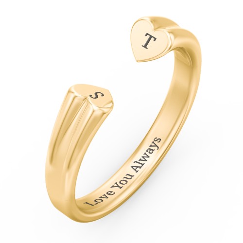 Engravable Open Cuff Heart Ring – 10K Yellow Gold