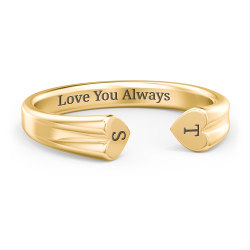 Engravable Open Cuff Heart Ring – 10K Yellow Gold