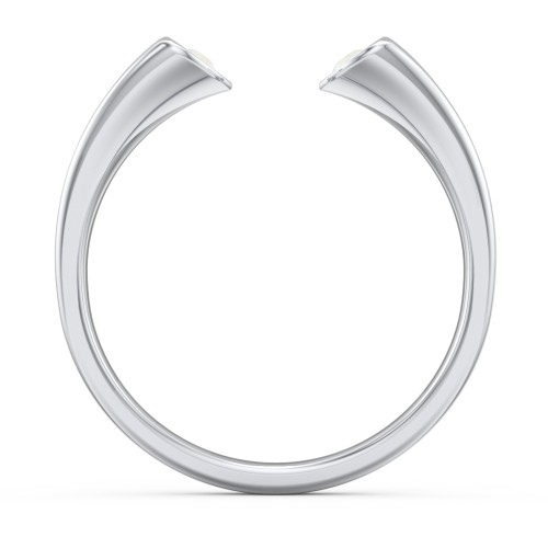 Engravable Open Cuff Heart Ring with Gemstones